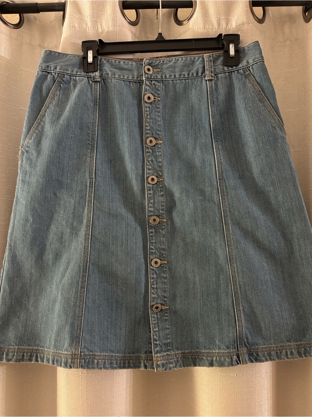 Eddie Bauer A Line Button-Front Denim Midi Skirt - Vintage - Size 10 100% cotton